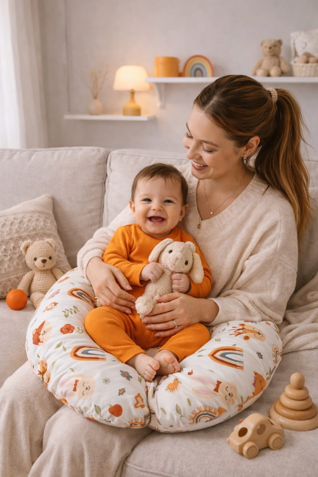 SALLHOMEE Emzirme Yastığı – Ortopedik Destekli, Bebek & Anne Konfor Yastığı Aslan desenli - Görsel 3