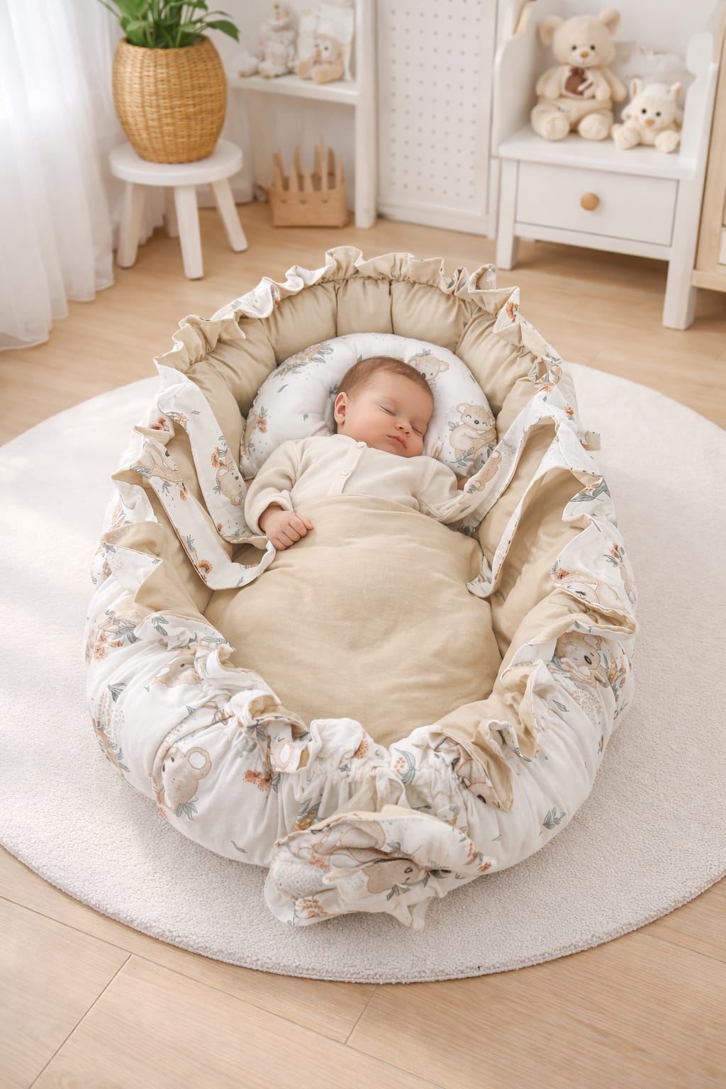 SALLHOMEE Bebek Babynest Yatak – %100 Pamuk, Taşınabilir Yenidoğan Yatağı, Ortopedik Kenar Korumalı - Görsel 2