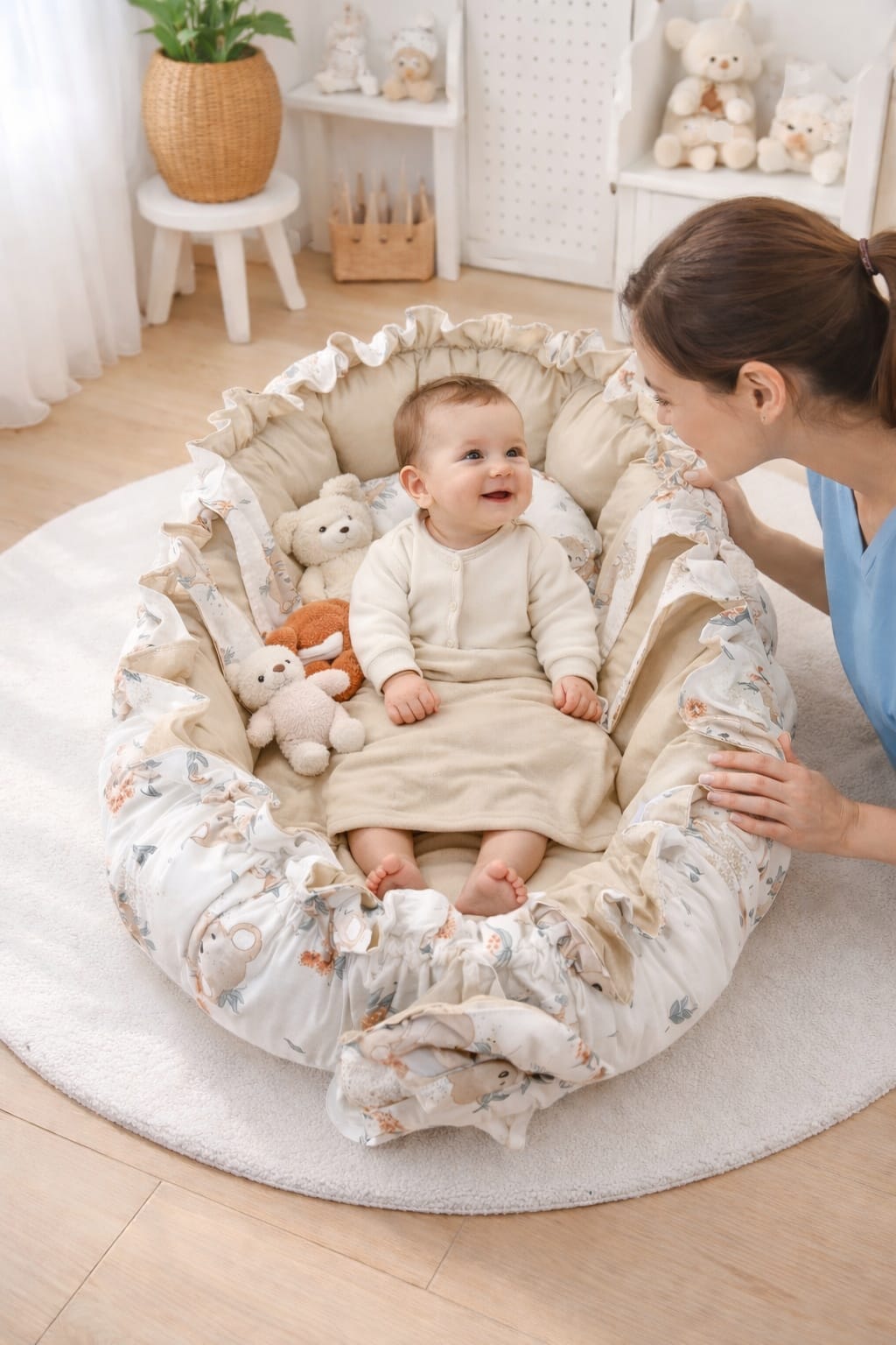 SALLHOMEE Bebek Babynest Yatak – %100 Pamuk, Taşınabilir Yenidoğan Yatağı, Ortopedik Kenar Korumalı - Görsel 3