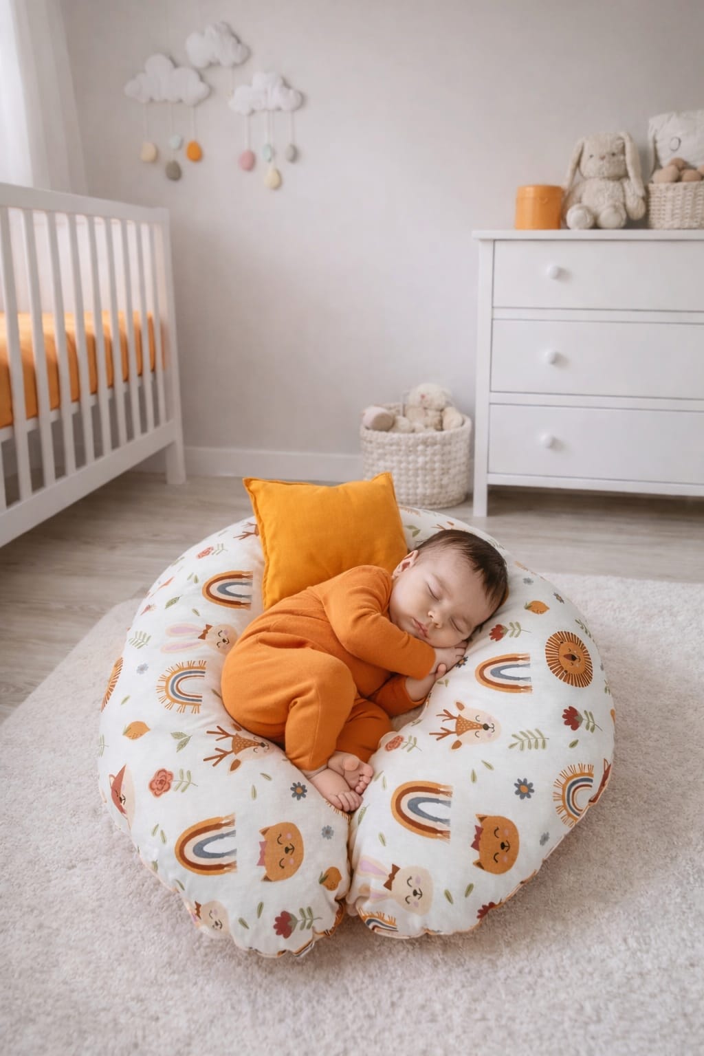 SALLHOMEE Emzirme Yastığı – Ortopedik Destekli, Bebek & Anne Konfor Yastığı Aslan desenli - Görsel 4