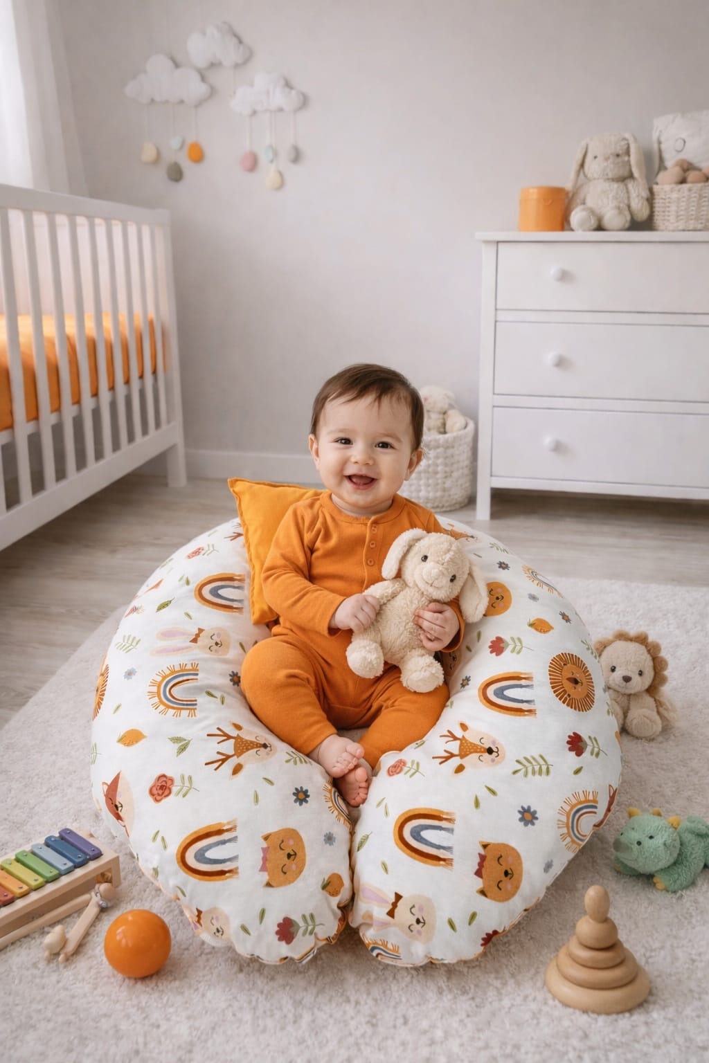 SALLHOMEE Emzirme Yastığı – Ortopedik Destekli, Bebek & Anne Konfor Yastığı Aslan desenli - Görsel 5