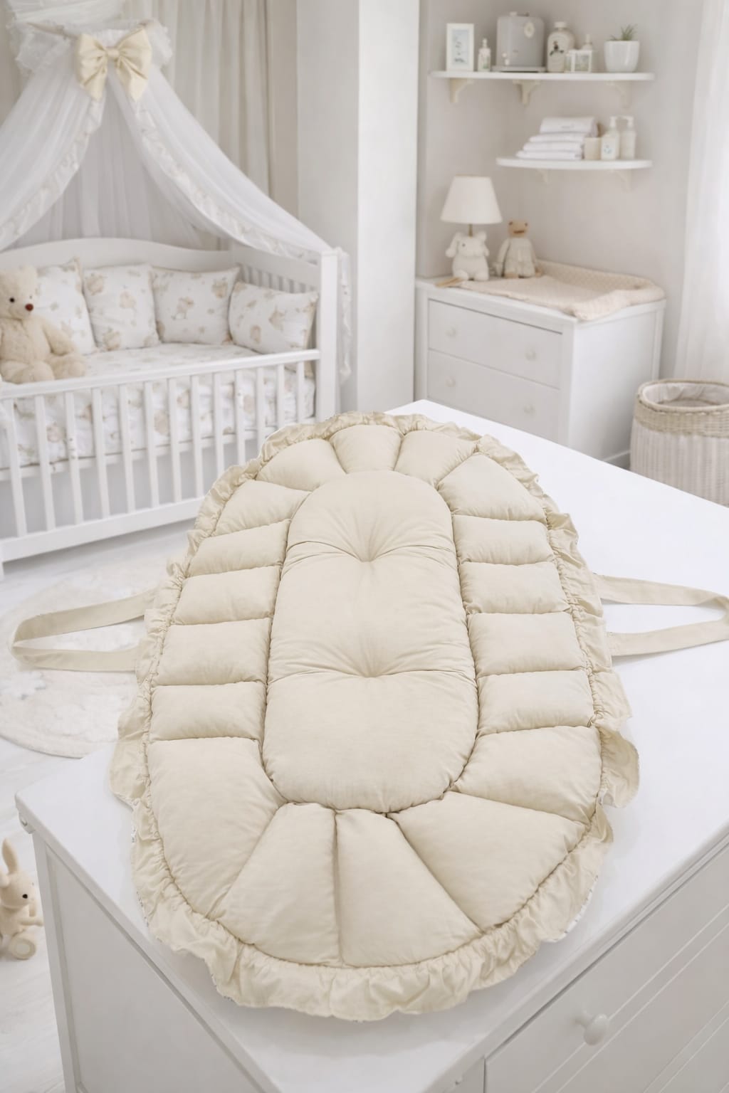 SALLHOMEE Bebek Babynest Yatak – %100 Pamuk, Taşınabilir Yenidoğan Yatağı, Ortopedik Kenar Korumalı - Görsel 5