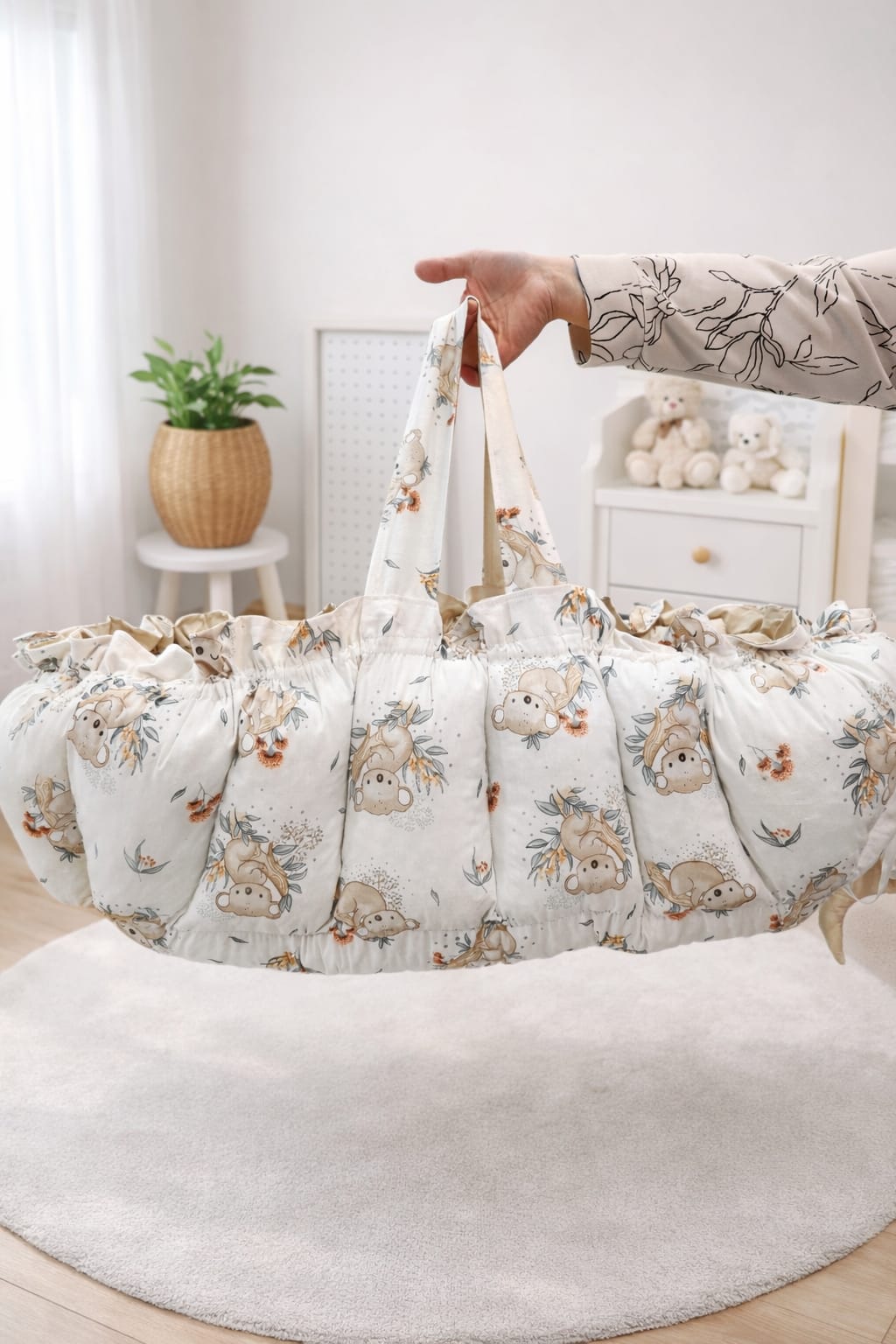 SALLHOMEE Bebek Babynest Yatak – %100 Pamuk, Taşınabilir Yenidoğan Yatağı, Ortopedik Kenar Korumalı - Görsel 6