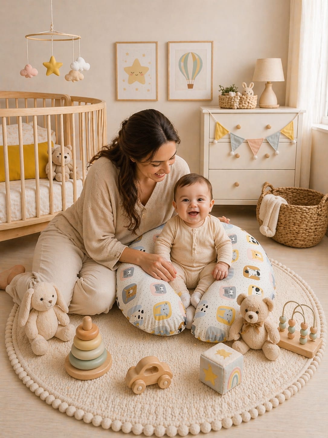 SALLHOMEE Emzirme Yastığı Sevimli hayvanlar Sarı Renk - Görsel 4