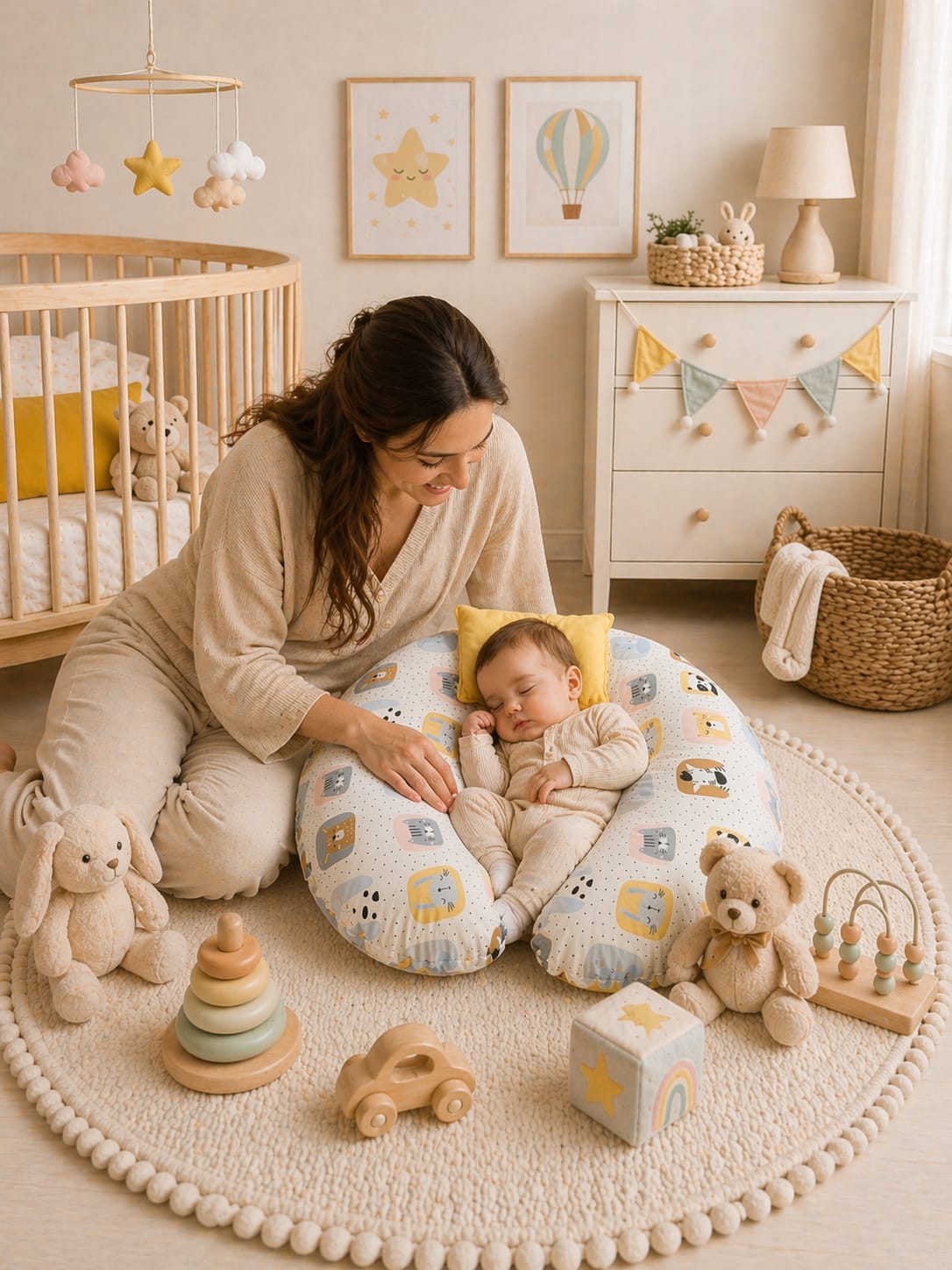SALLHOMEE Emzirme Yastığı Sevimli hayvanlar Sarı Renk - Görsel 3