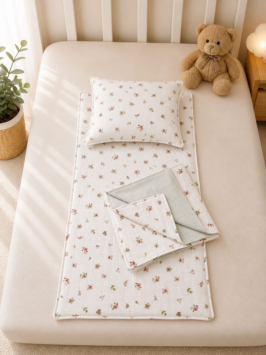 SALLHOMEE Mit Yeşili Çiçekli Alt açm Yastık ve Minderli - Görsel 2